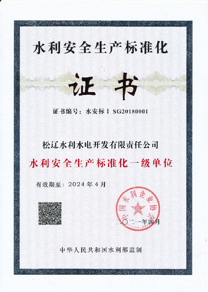 水利安全生产标准化一级单位